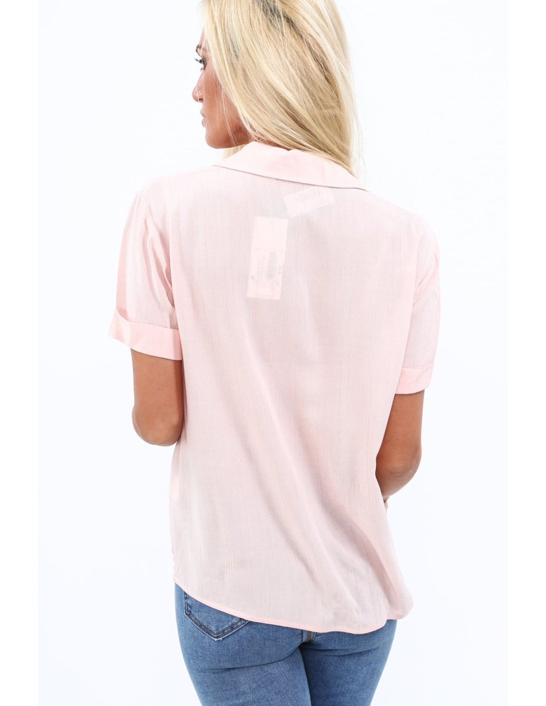 Powder-colored short-sleeved shirt MP25951 - Online store - Boutique